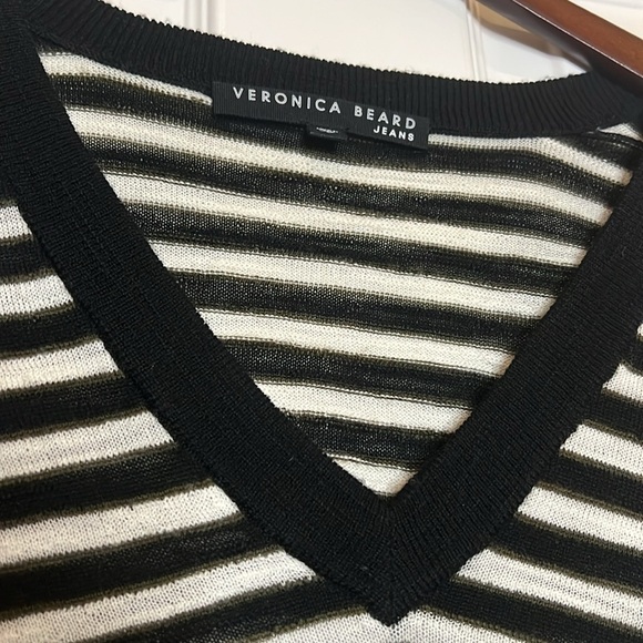 Veronica Beard Stripe V-Neck Sweater - Picture 3 of 5